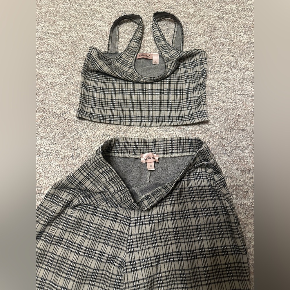 Willow & Root Plaid Matching Set - Cropped Tank Top & Split Flare Pant - Picture 7 of 7